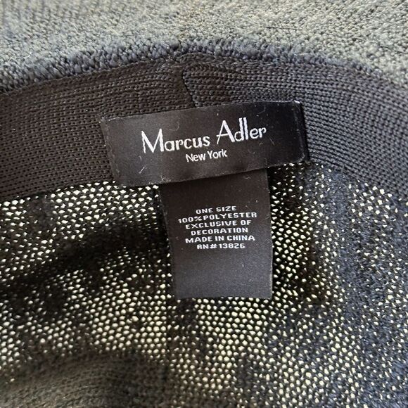 Marcus Adler Navy Blue Wide Rim Round Crown Faux Leather Trim Hat, OS - Picture 4 of 7